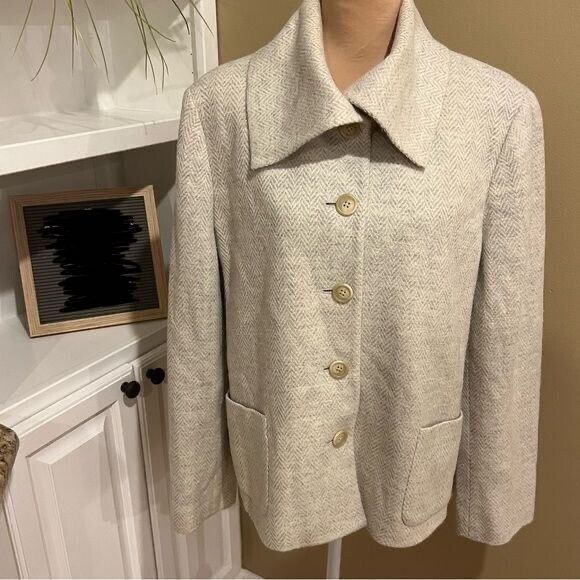 Ralph Lauren cream herringbone cropped jacket - Picture 3 of 12